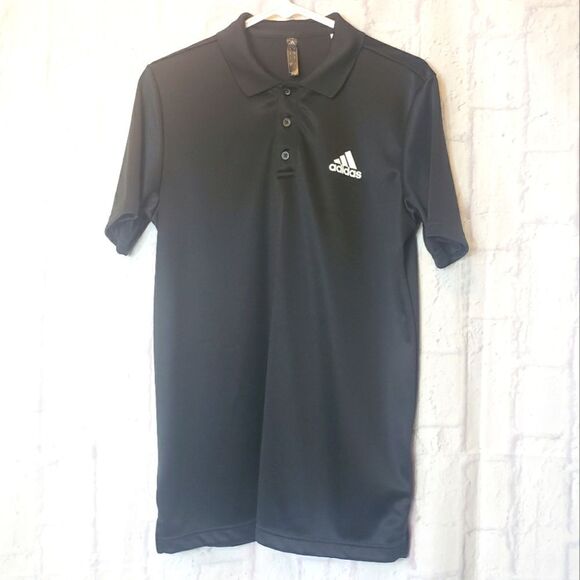 ADIDAS Black/White Moisture Wicking Classic Golf Polo Shirt Men's Small - Picture 1 of 8